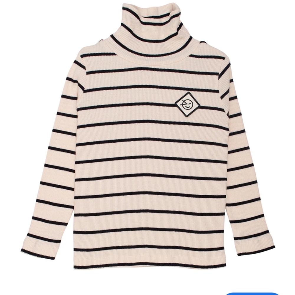 Wynken Ecru/Black Soft Luna Roll Neck Tee